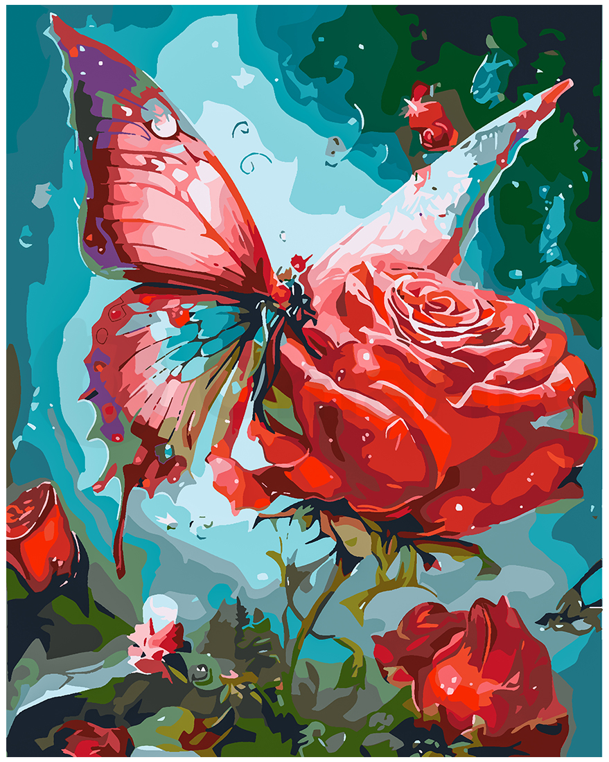 Бабочка на розе