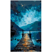 Magic of Starry Night: Mountains and Pier – Paint by Numbers