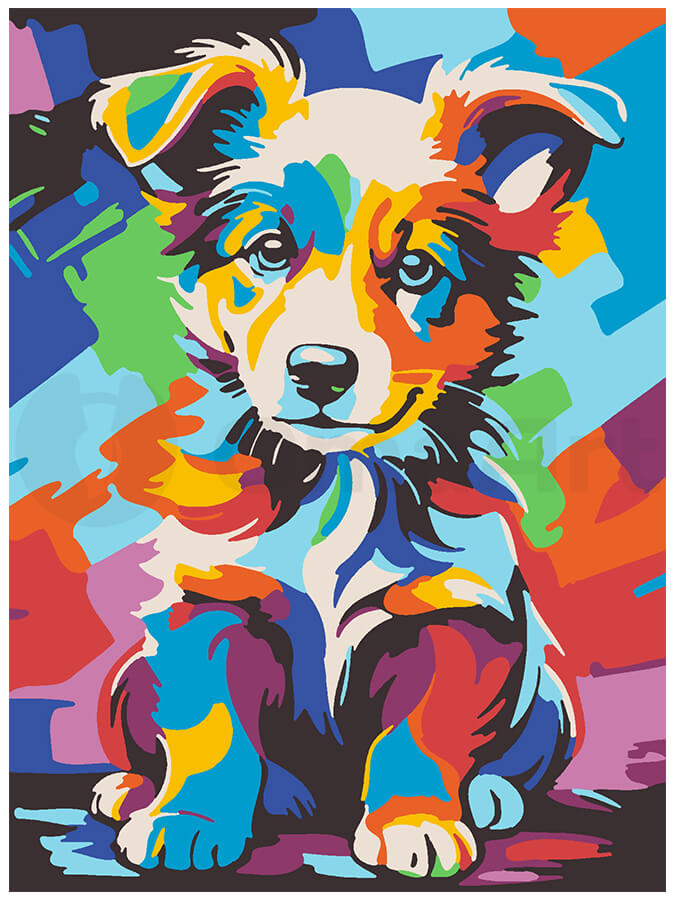 Friendly Puppy: Colorful Paint by Numbers