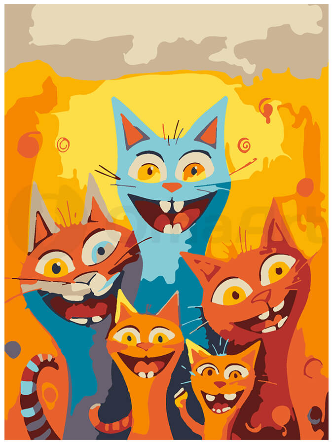 Cheerful Kittens: Bright Number Art