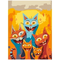 Cheerful Kittens: Bright Number Art