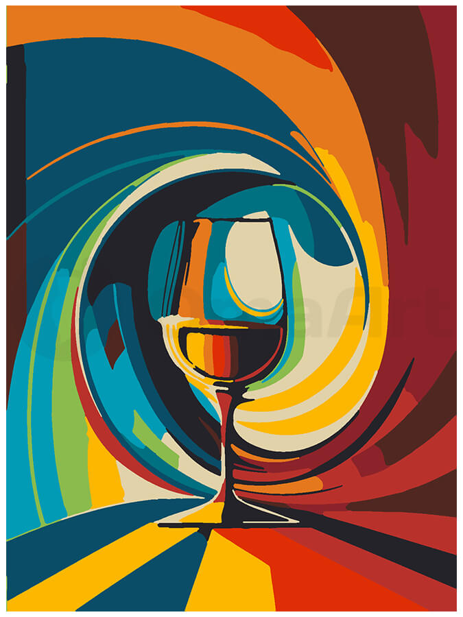 Wine Glass in a Vortex of Colors