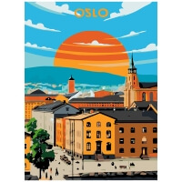 Oslo: Kaupunkimaisema Tulipunaisella Auringolla